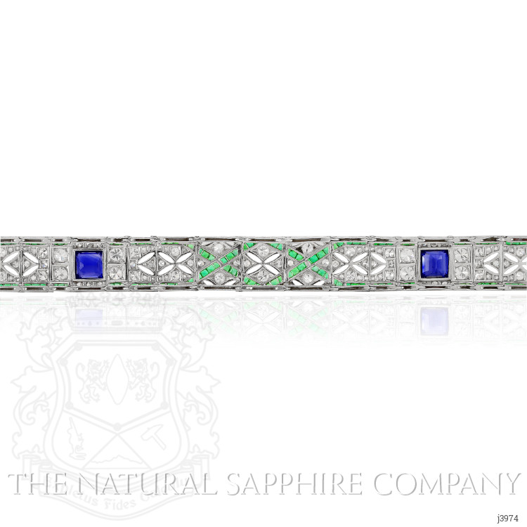3.00 Ct.Tw. Multi Color Sapphire and Natural Diamond Antique Style Bracelet, Platinum 950
